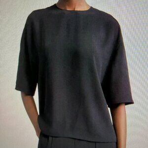 Vince Back Zip Short Sleeve Blouse Charcoal Gray Size S